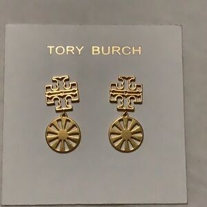 Tory Burch Gold Circle Drop Earrings